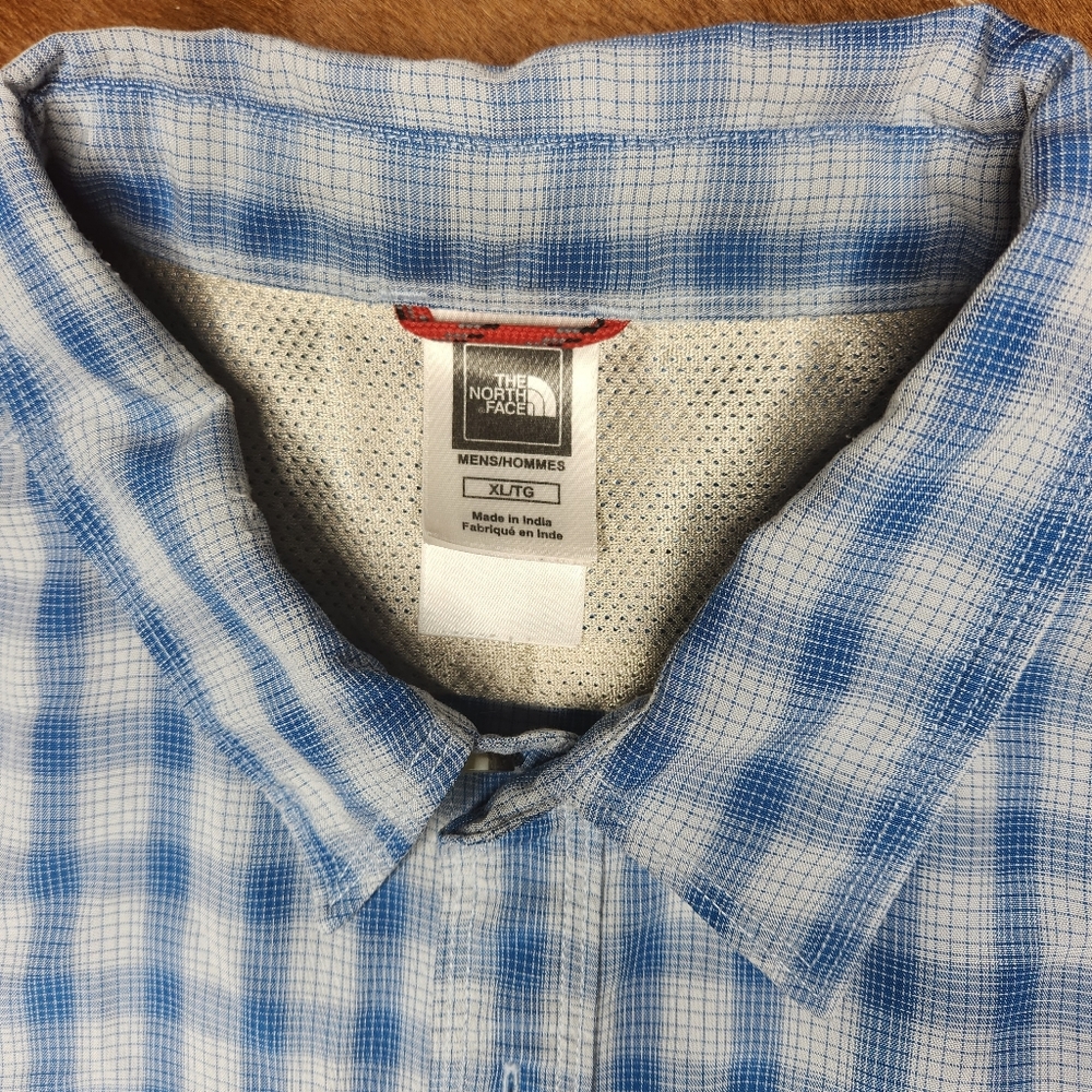 North Face Short Sleeve Mens Button Down XL Blue - Picture 3 of 3